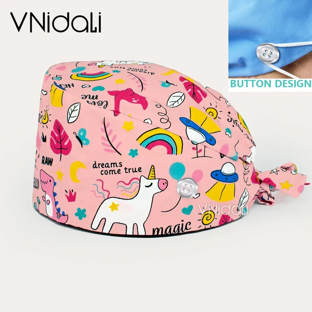 medical supplies nurse accessories nursing caps nurse hair cap surgical cap women surgery cap cartoon with button