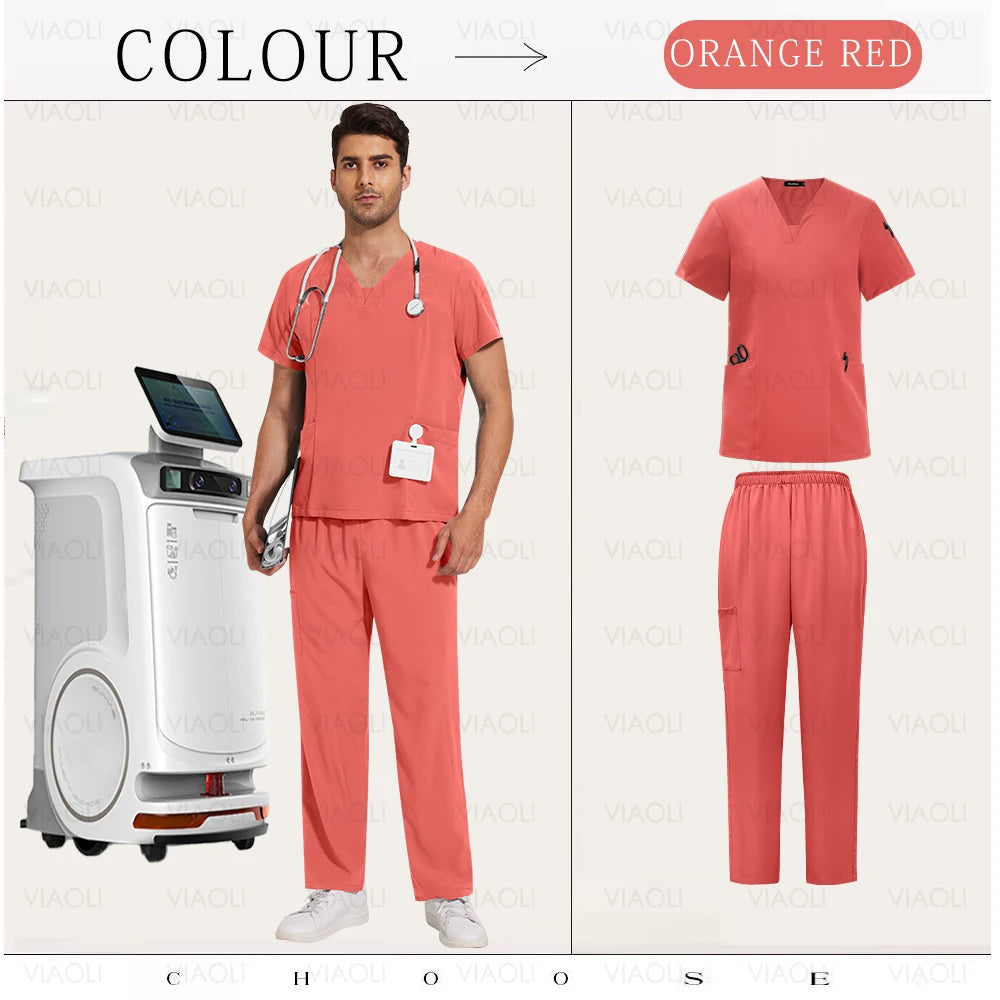 Multilcolors Beauty Work Clothes Hospital Nurse Uniforms Medical Scrub Set Women Men Clinical Clothes Dental Surgery Accessories