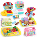 Cash Register Toys Play Calculator Cash, Play Money Ice Cream Vegetables Electronic Calculator Realistic for 3+ Years Old Child
