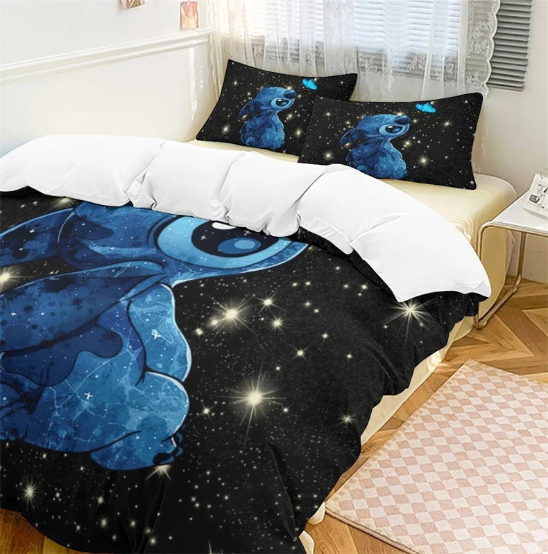 Stitch Cute Cartoon Kids Duvet Cover 3D Printed Cartoon Bedding Set, 2/3pc Duvet Cover Set with 1 Duvet Cover and 2 Pillow Cases