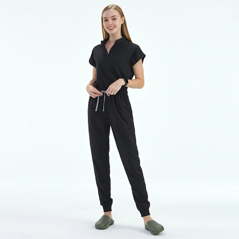 Premium Women's Scrub Sets Mandarin Collar Nurse Uniform Doctor Clothes Tunic Jogger Pant Surgical Scrubs Outfit 10 Pockets S180