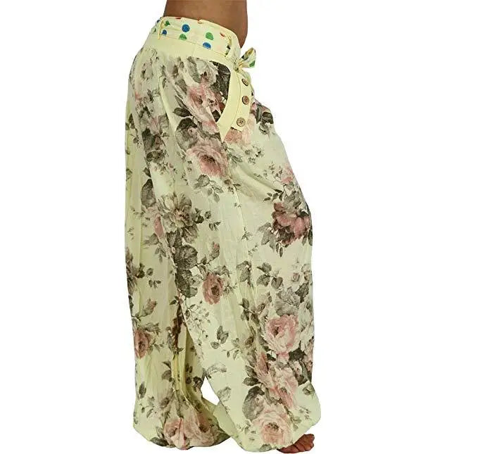 Autumn and winter women's clothing long Haren pants new digital print long wide leg pants Haren casual pants casual plus size