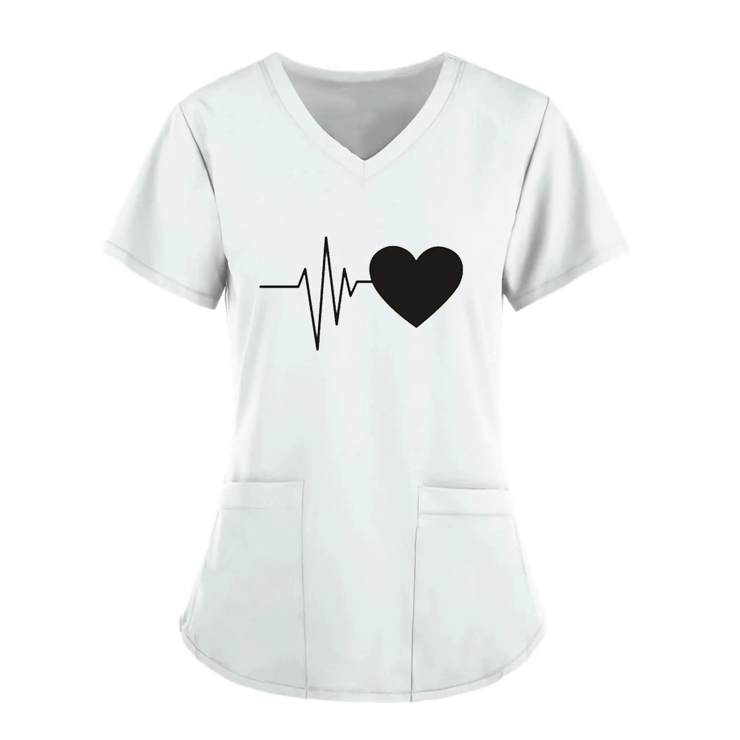 Scrubs Medical Uniforms Woman Top Fashion V Neck Soild Short Sleeve Tops Pocket Working T-Shirts Blouse Women's Athletic Shirts