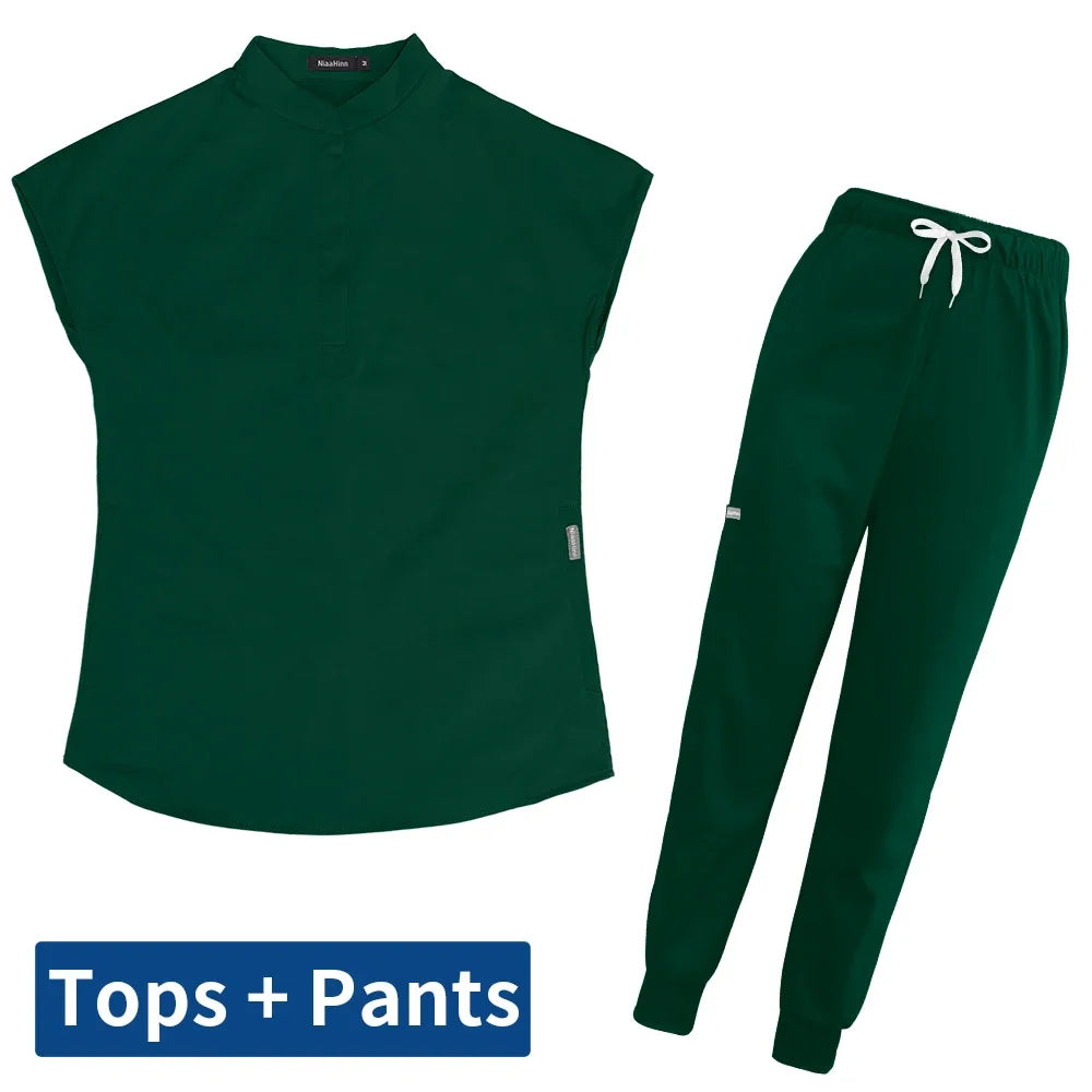 Thicken Nursing Uniform High Quality Solid Color Medical Doctor Workwear Pet Hospital Veterinary Non-sticky Hair Scrub Work Suit