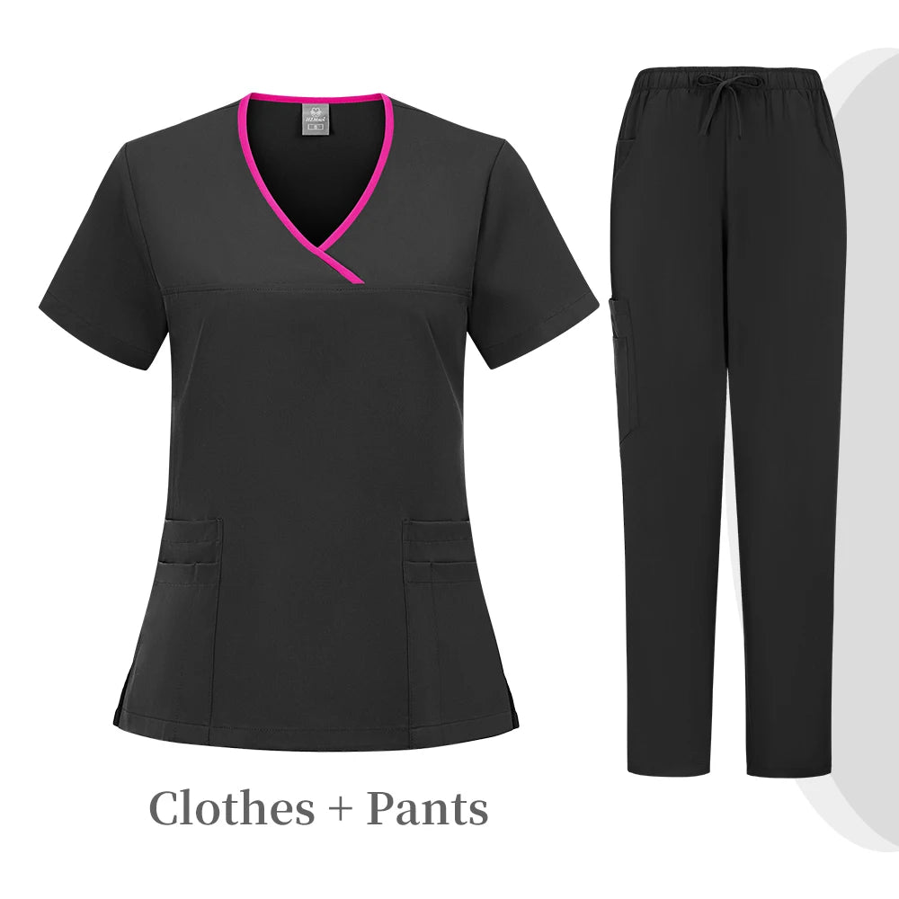 High quality color doctor nurse uniform scrubbing set Medical clothing Beauty salon work quick drying women's medical