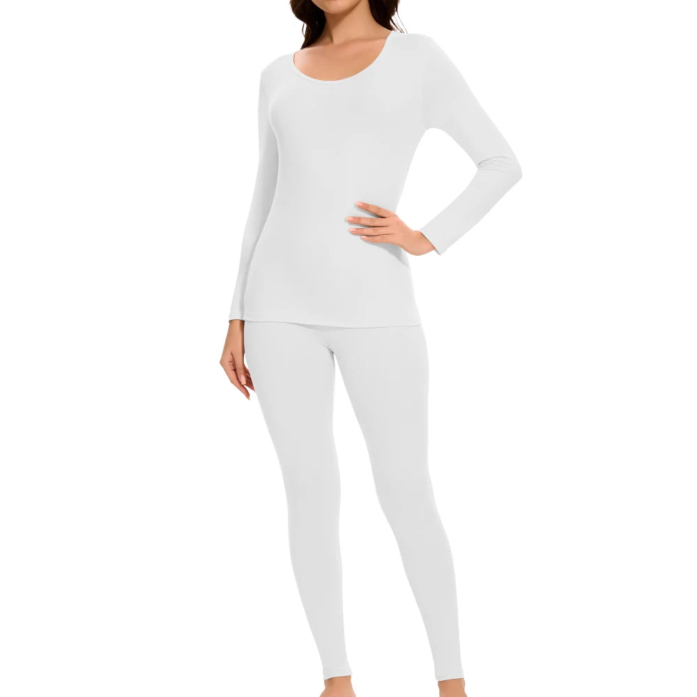 Plus Size Winter Thermal Underwear Suits Women's Long-Sleeved Tops Pants 2PCS Soft Comfortable Ladies Layer Clothing 6 Color