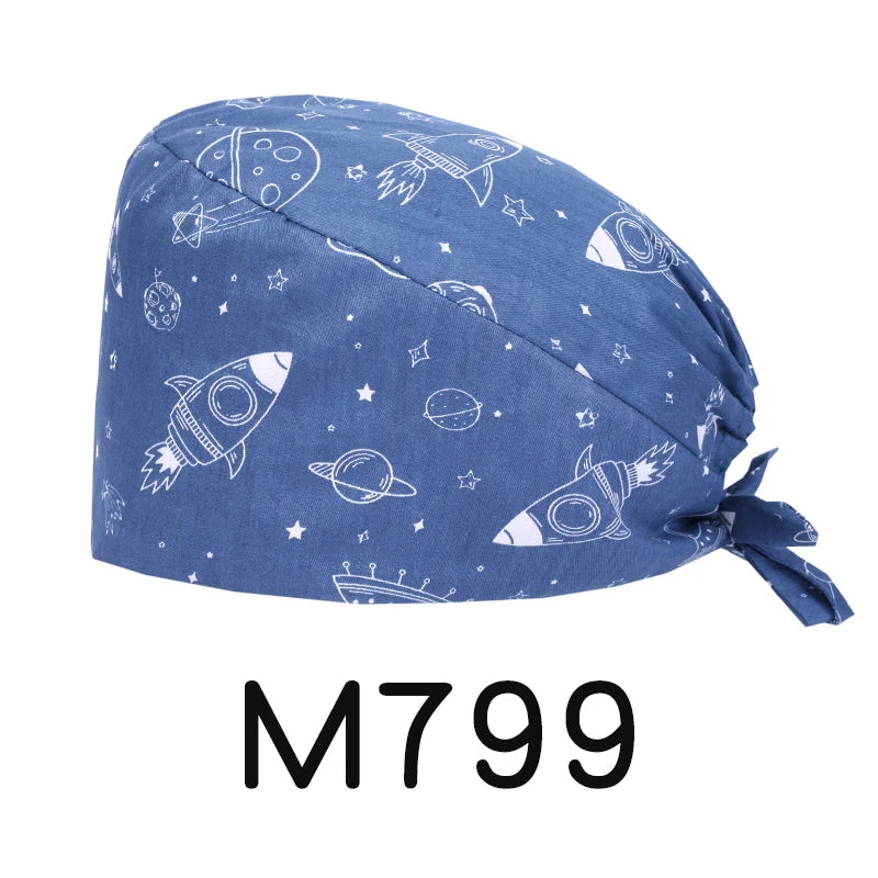LONG HAIR Scrub Caps Surgical Medical Hats Cotton Nursing Caps Breathable Bouffant Healthcare Chef Pediatric Veterinary Hats M81