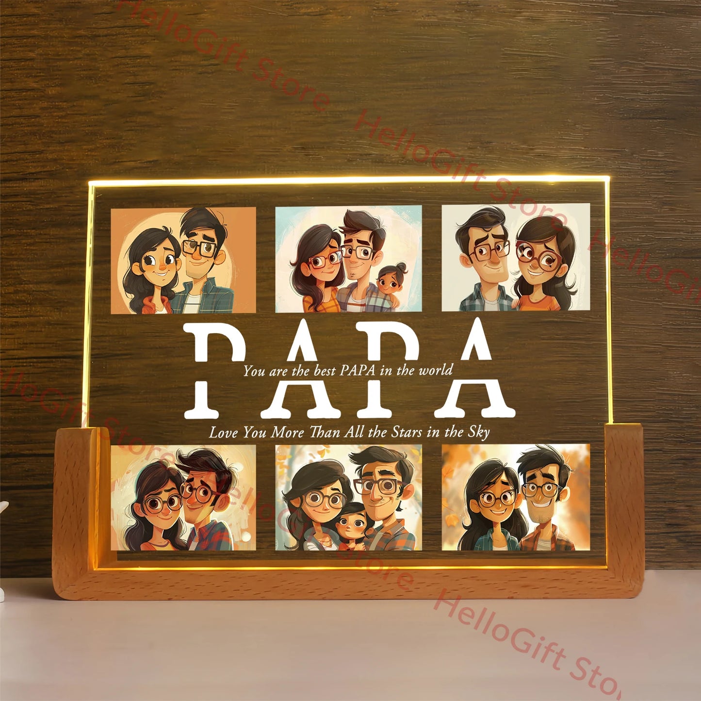 Personalized Custom Photo Text 3D Acrylic Lamp Customized NightLight for MOM DAD LOVE Family Friend Birthday Festival Day Gift