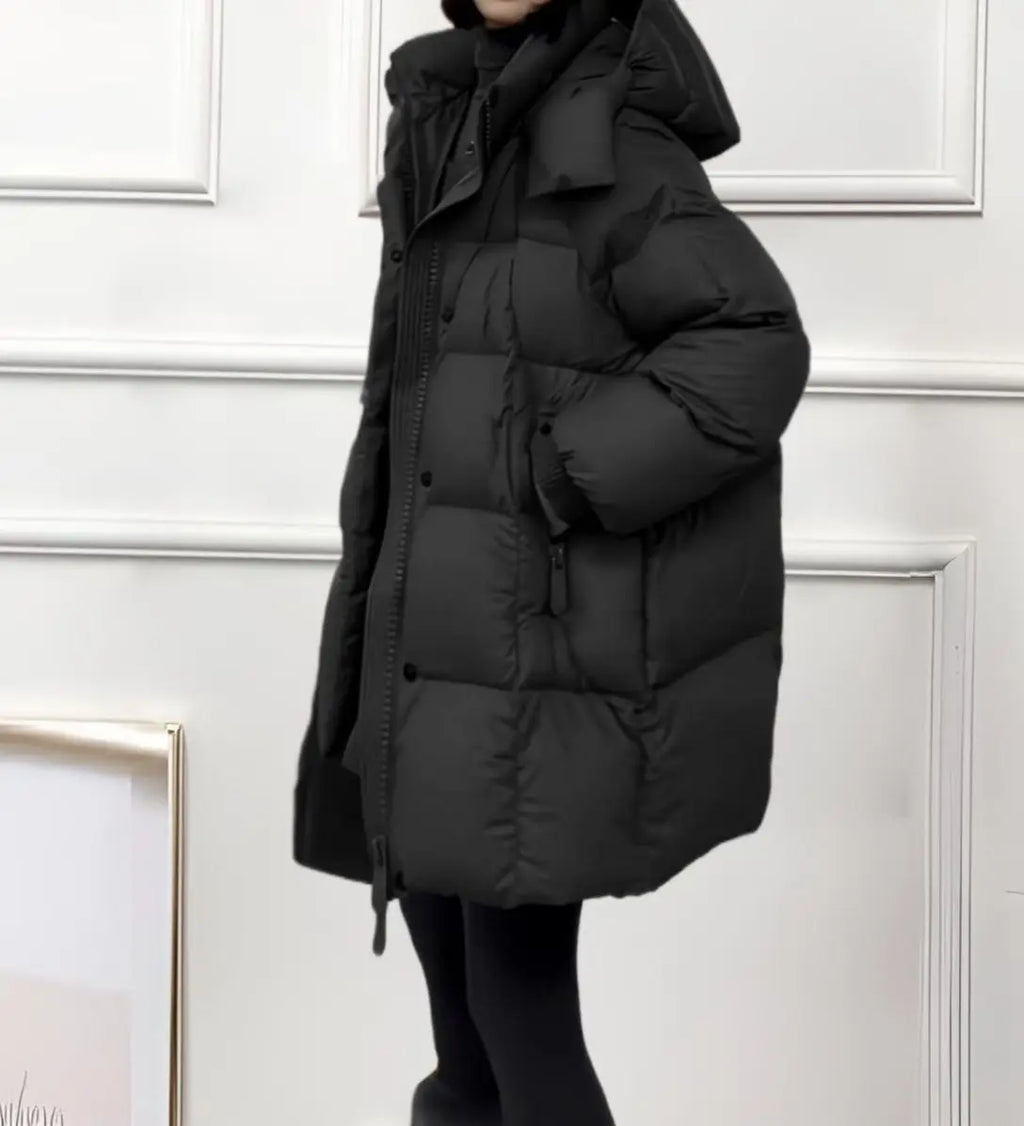 Winter Jacket New Style Fashionable Thick and Warm Mid-length Loose-fitting Down and Cotton Coat for Autumn and Winter Seasons