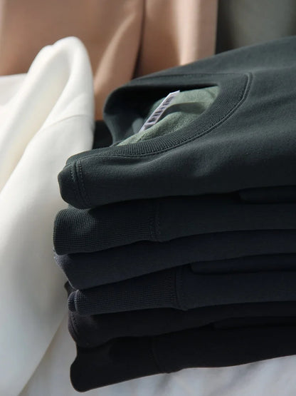 Winter Fleece Sweatshirts For Women Oversized Top Warm Pullovers Black Loose O Neck White Thick Velvet Sweatshirt Women Warm