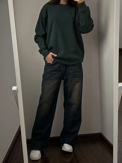 Winter Fleece Sweatshirts For Women Oversized Top Warm Pullovers Black Loose O Neck White Thick Velvet Sweatshirt Women Warm