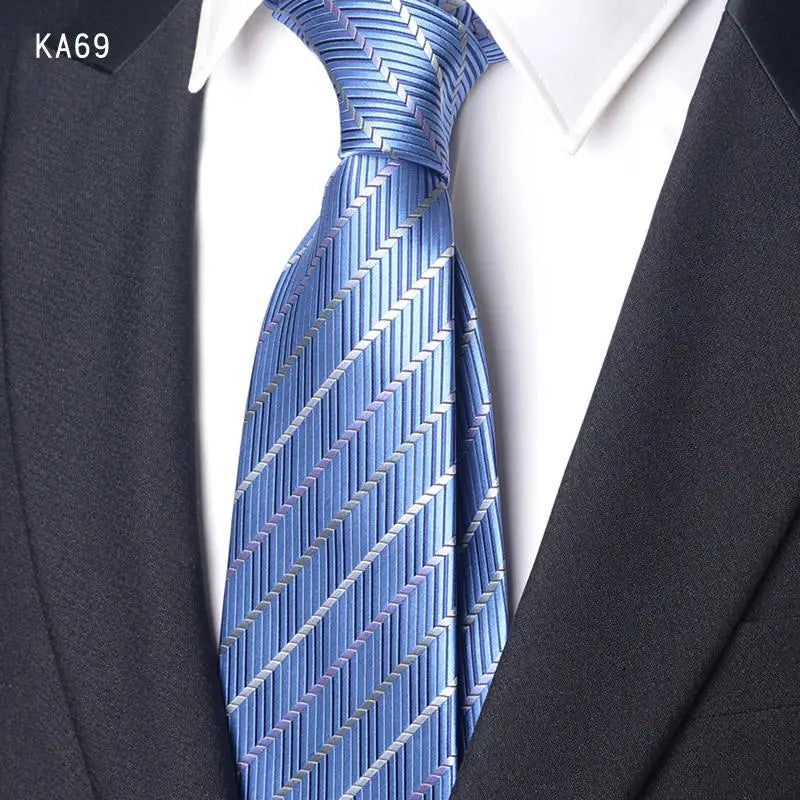 High Quality Handcrafted 9cm Wide Edition Cravat Blue Light Gray Striped Tie For Men's Business Attire Suit Commuting Necktie