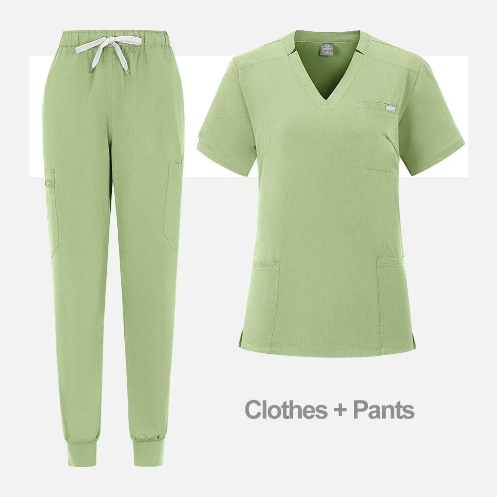 High Quality Medical Women Scrubs Sets Hospital Surgery Dental Clinic Beauty Spa Salon Lab Workwear Clothes Nurses Accessories