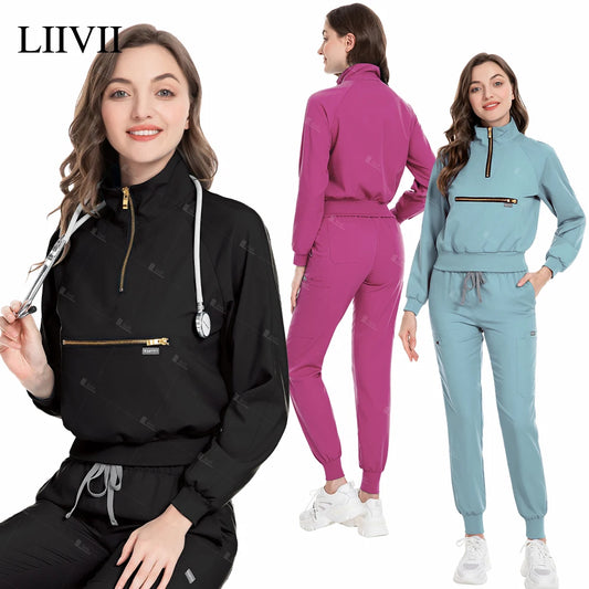 Surgical Uniforms Woman Beauty Salon Spa Work Clothes Long Sleeve Nursing Sets Medical Uniforms Clinical Suits Top Jogging Pants
