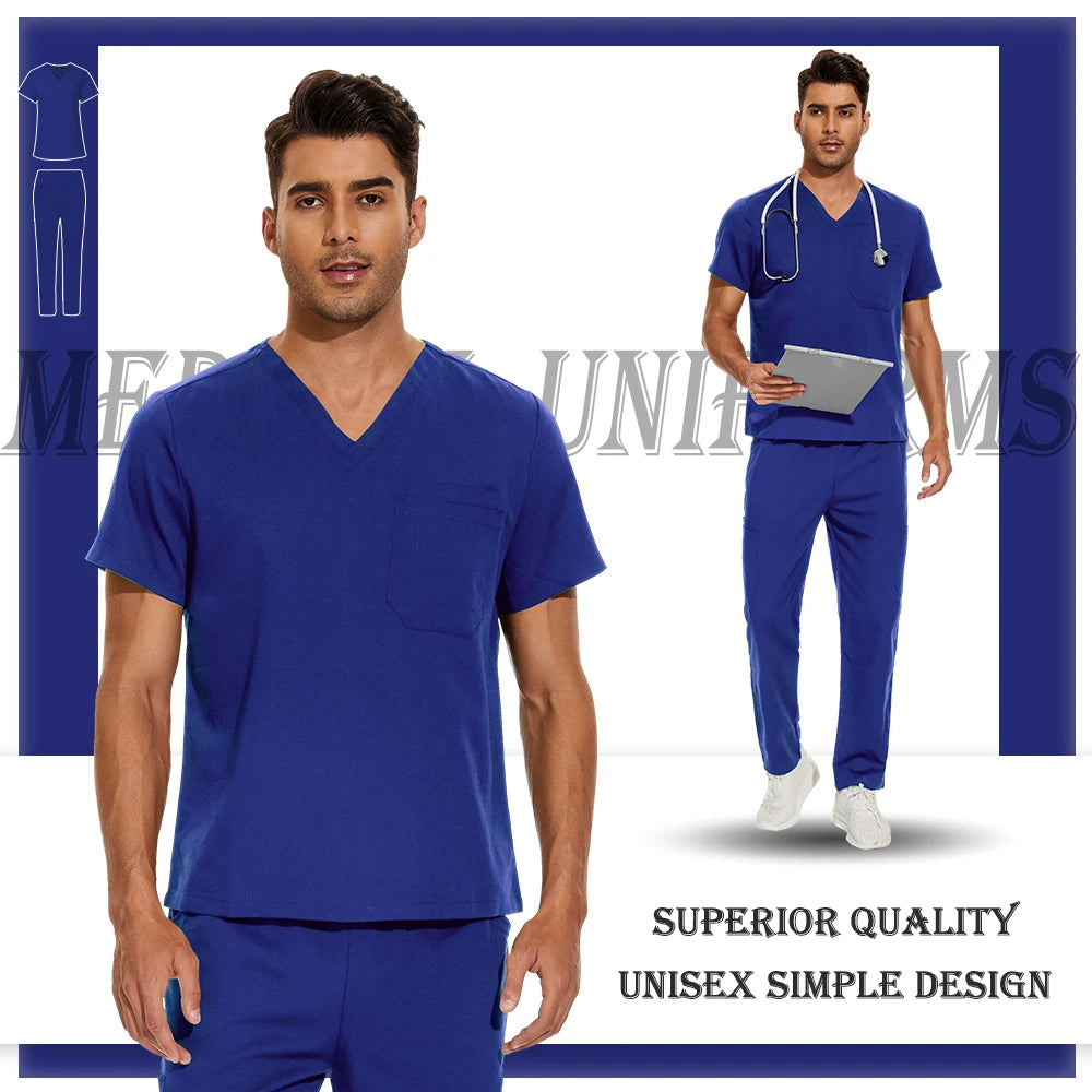 Nursing Scrubs Set High-quality Anti-Wrinkle Thick Medical Surgical Uniforms Hospital Tops Pants Doctor Nurse Uniforms Men Women