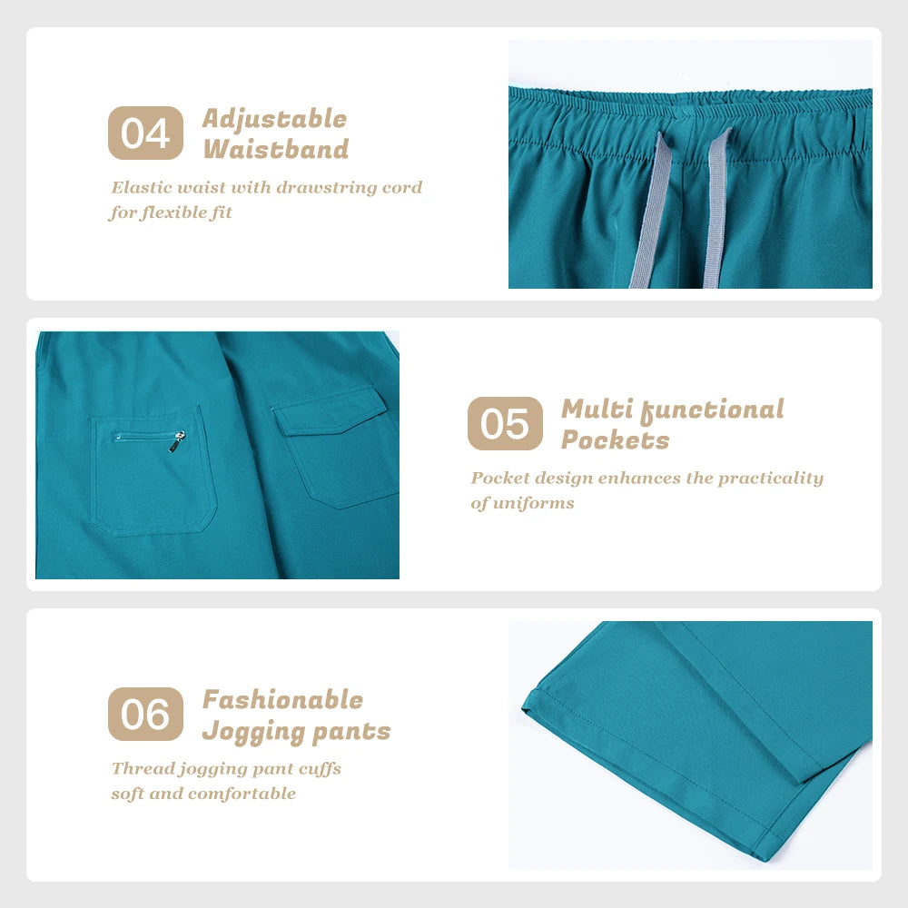 Pants Sets Short Sleeved Top Scrub Solid Color Surgical Gowns Medical Accessories Manicurist Beautician Nursing Scrub Sets Women