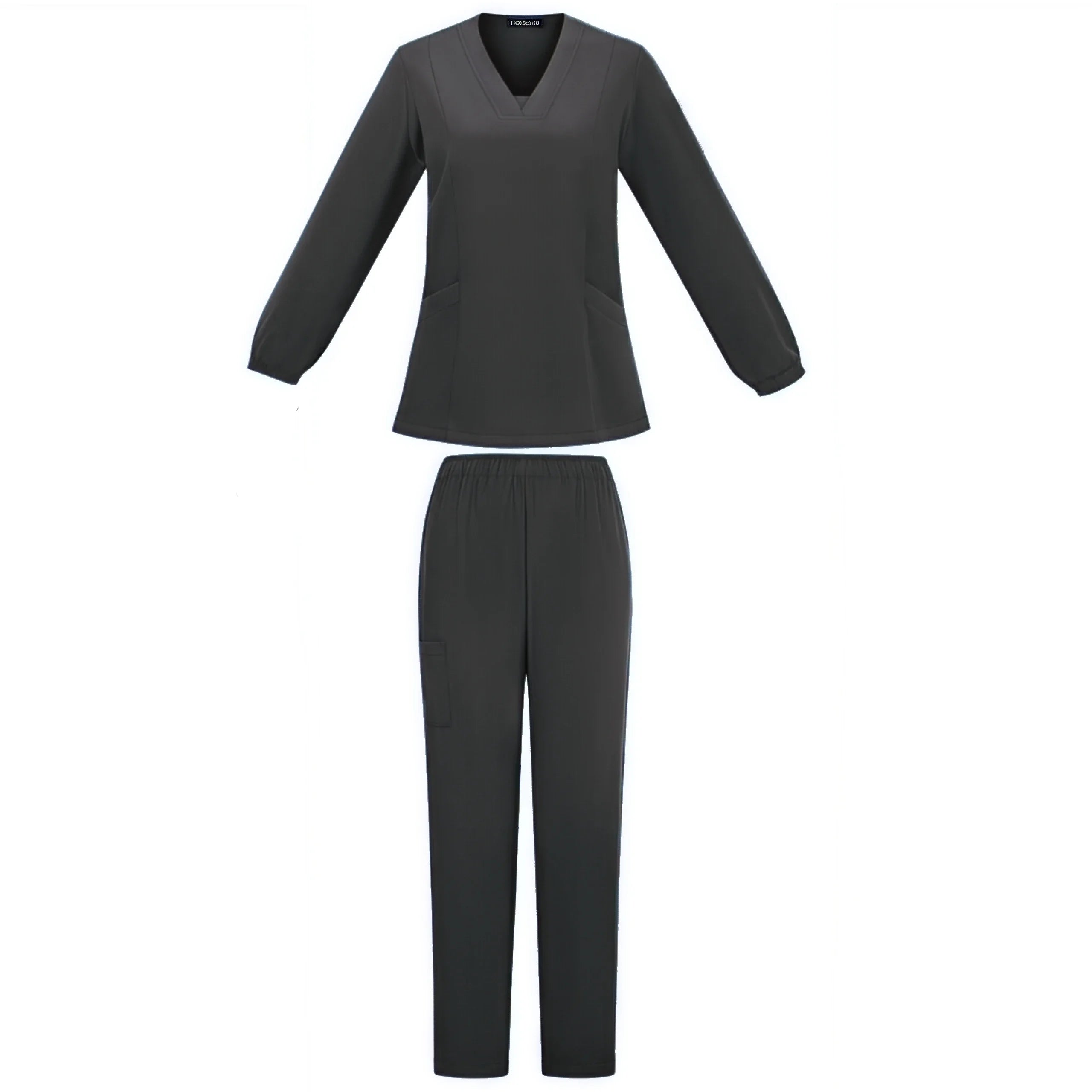 Women Surgical Uniform Autumn Winter Solid Color V Neck Long Sleeve Nurse Blouse Medical Beauty Salon Workwear Top+pants Clothes