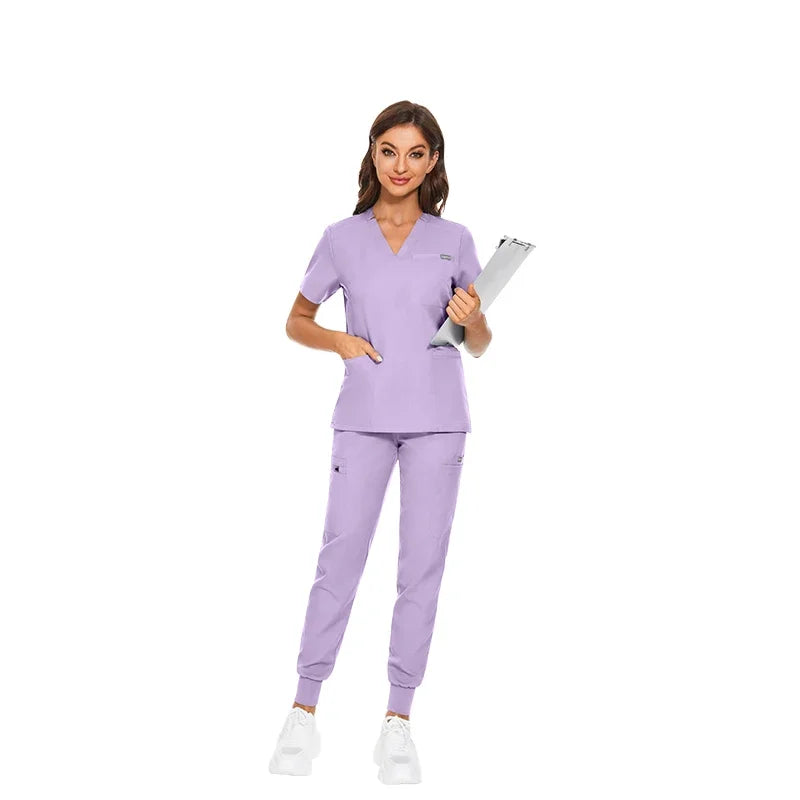 Multicolor Scrubs Uniform Short Sleeve Tops+Pants Nursing Uniform Women Pet Shop Doctor Scrub Medical Surgery Workwear Scrub Set