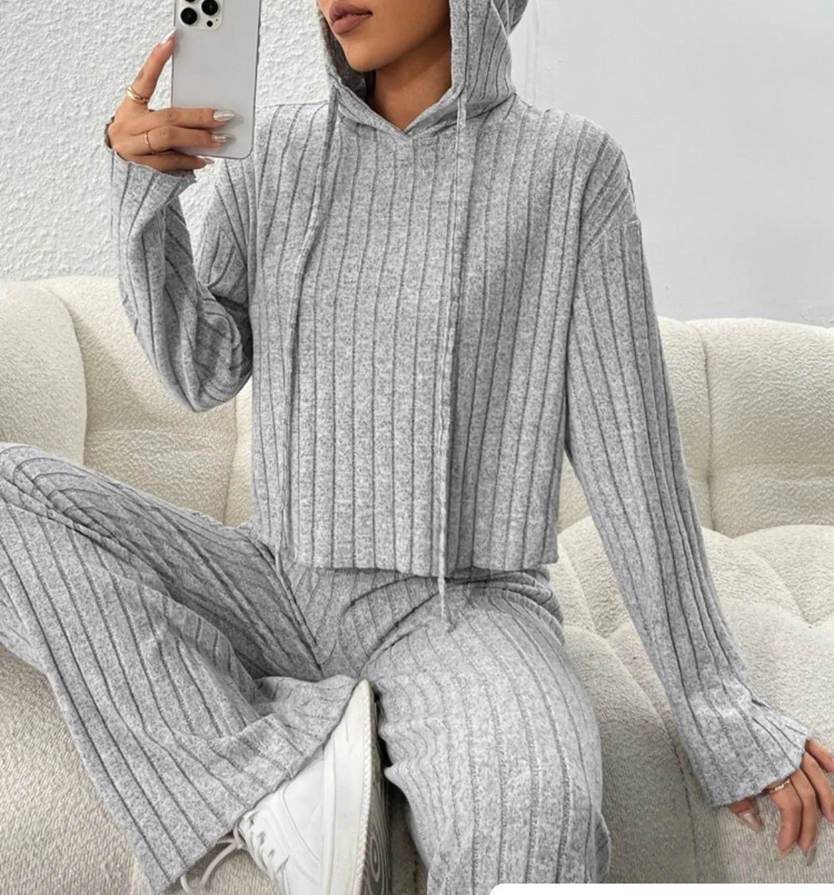 Fashion Long Sleeve Knitted Pant Sets Women Autumn Winter Home Casual Comfortable 2 Piece Sets Women Outfit  Two Piece Set