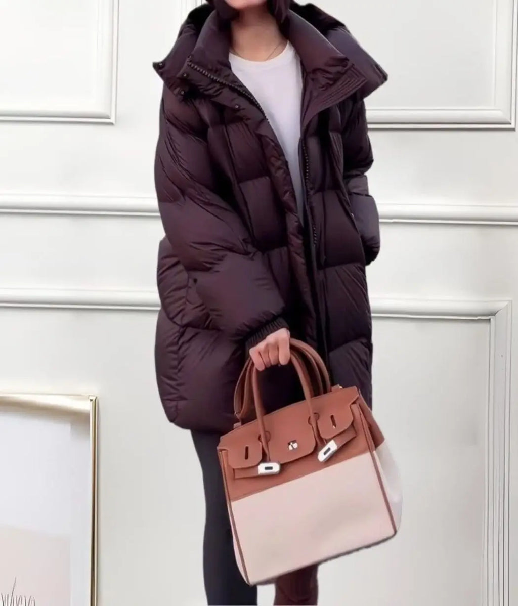 Winter Jacket New Style Fashionable Thick and Warm Mid-length Loose-fitting Down and Cotton Coat for Autumn and Winter Seasons