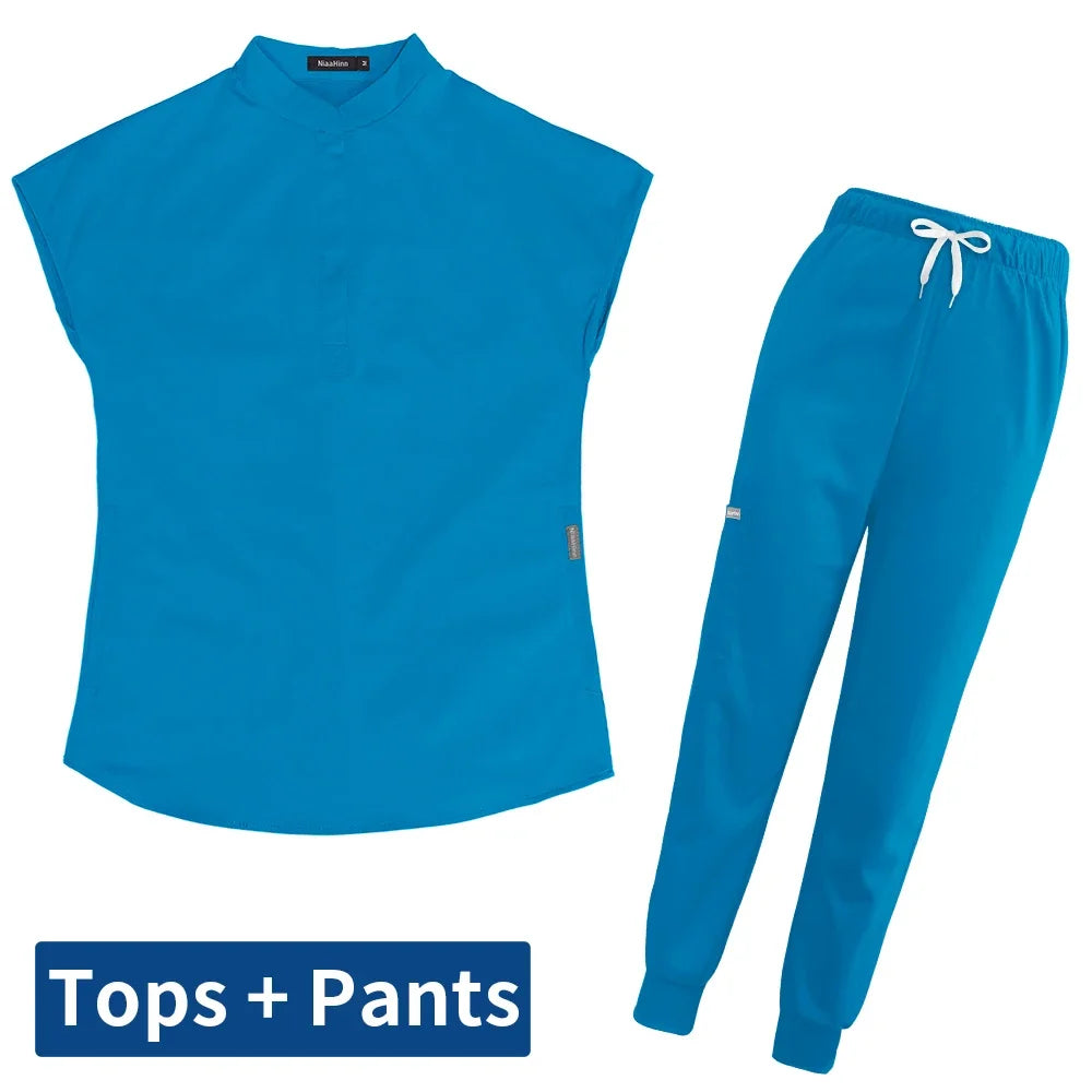 Thicken Nursing Uniform High Quality Solid Color Medical Doctor Workwear Pet Hospital Veterinary Non-sticky Hair Scrub Work Suit