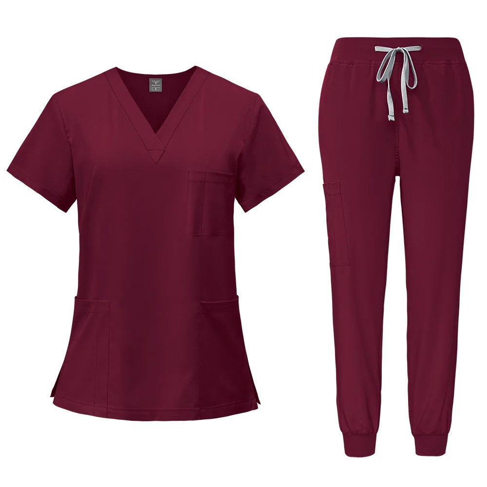 2025 Nurse Uniforms Men Medical Scrub Set Workwear Beauty Clothes Split Suit Short Sleeve Pocket Surgical Uniform Pet Dentist