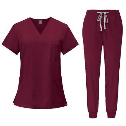2025 Nurse Uniforms Men Medical Scrub Set Workwear Beauty Clothes Split Suit Short Sleeve Pocket Surgical Uniform Pet Dentist
