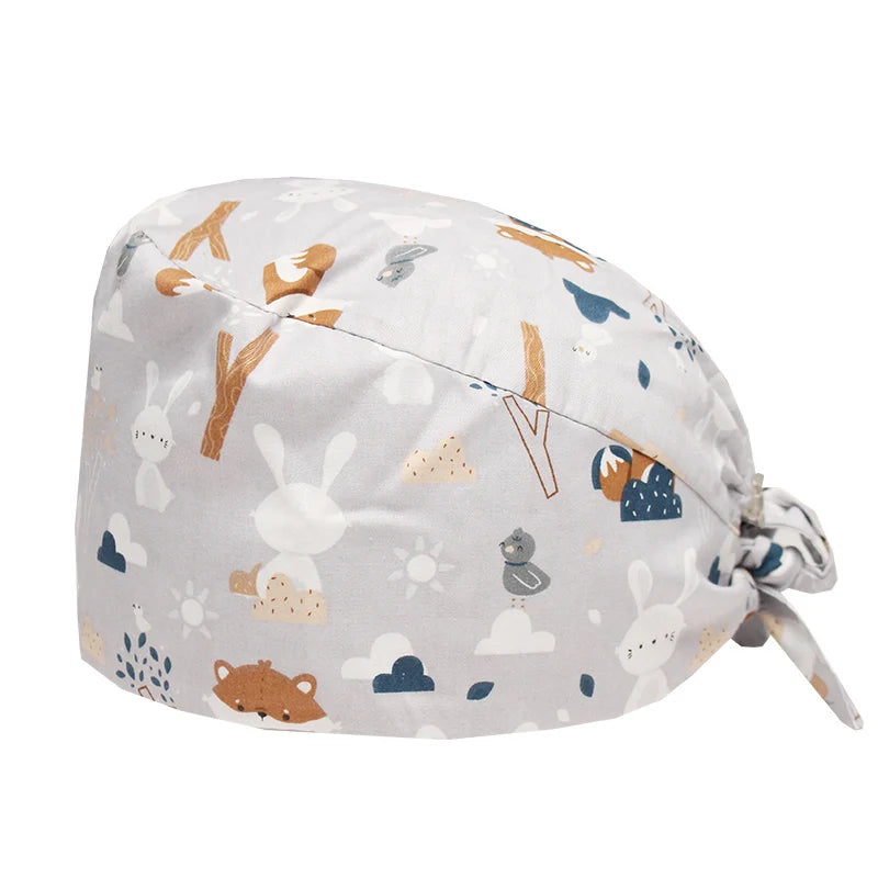 LONG HAIR Scrub Caps Surgical Medical Hats Cotton Nursing Caps Breathable Bouffant Healthcare Chef Pediatric Veterinary Hats M81