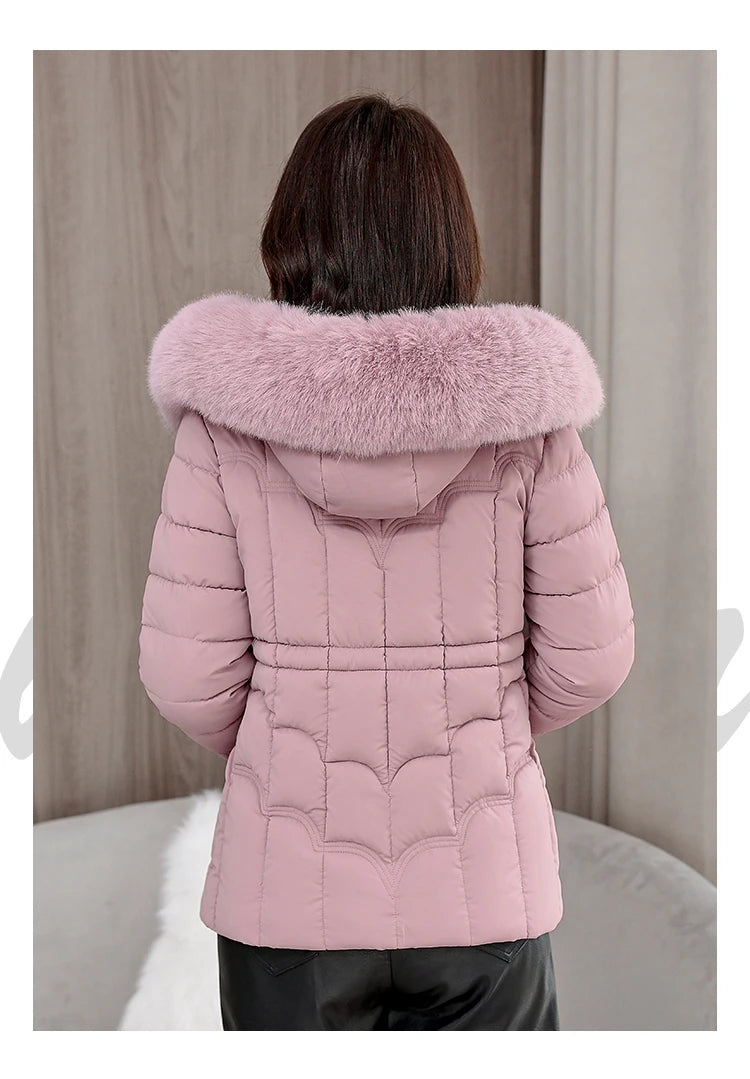 Winter  New Down Jacket Women Parkas Fashion High-Quality Warm Cotton Padded Coat Ladies Short Overcoat Hooded Overwear Tops