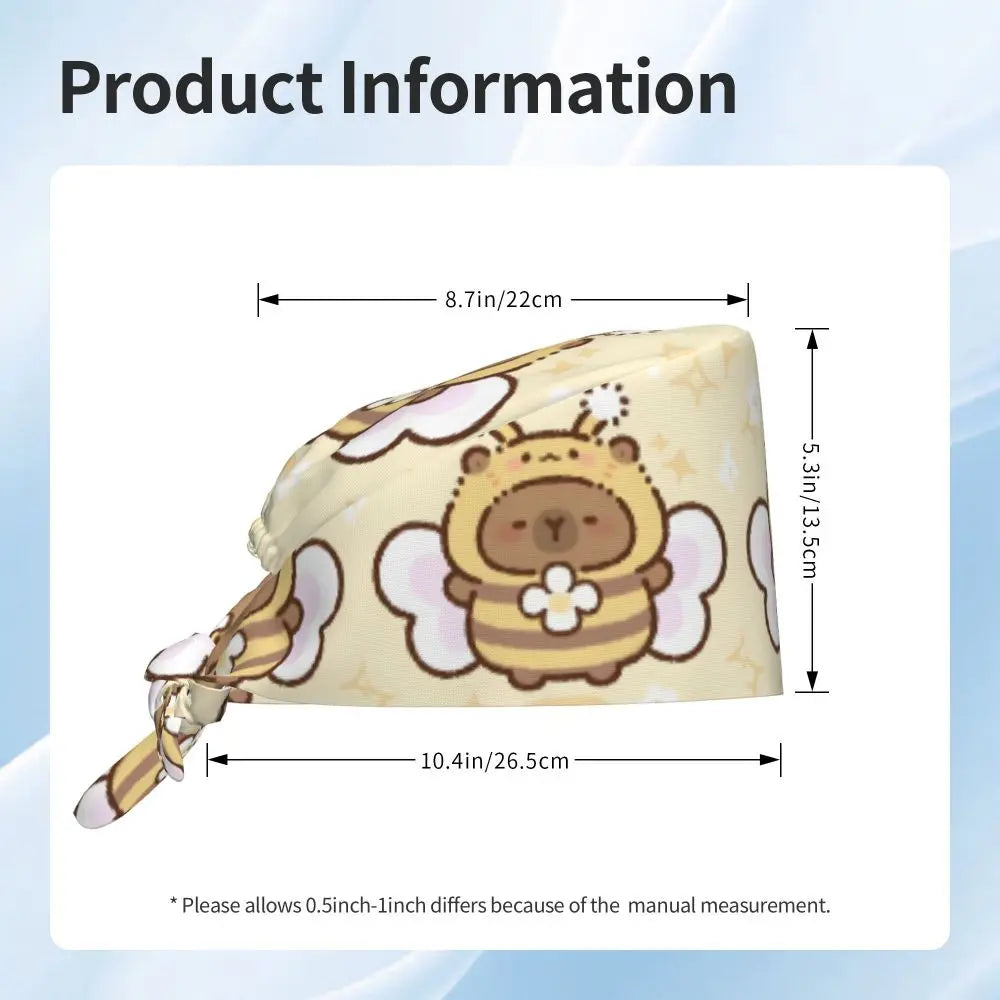 Custom Cartoon Capybara Medical Staff Scrubs Hat Women Men Comic Doctor Nursing Surgical Cap Scrub Caps