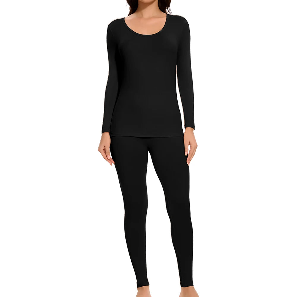 Plus Size Winter Thermal Underwear Suits Women's Long-Sleeved Tops Pants 2PCS Soft Comfortable Ladies Layer Clothing 6 Color
