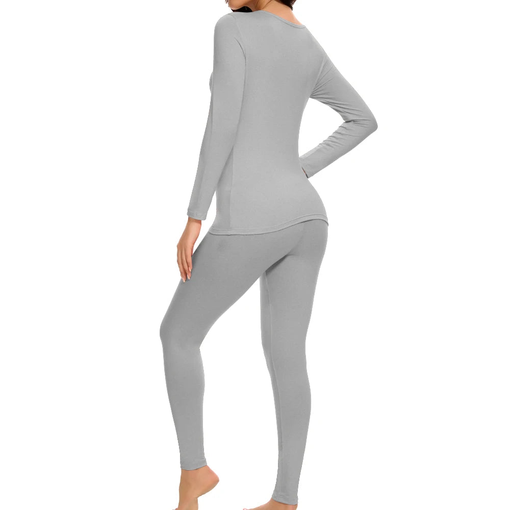 Plus Size Winter Thermal Underwear Suits Women's Long-Sleeved Tops Pants 2PCS Soft Comfortable Ladies Layer Clothing 6 Color