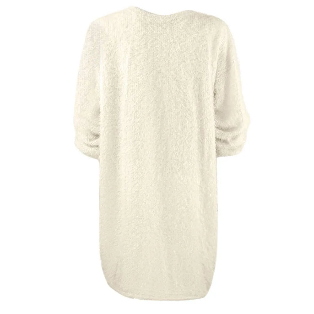 Women Winter Sweater Knit Crewneck Warm Long Sleeve O-Neck Casual Sweatshirts Dress Solid Color Oversized Basic Ladies Cloth