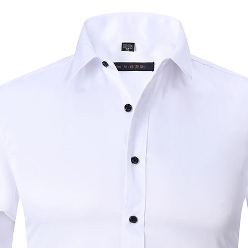 6XL 7XL 8XL Spring and Autumn Shirt Men's Long Sleeve Large Luxury Business Casual Slim Solid Color Wrinkle Free Press