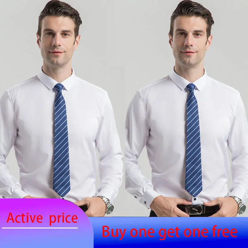 6XL 7XL 8XL Spring and Autumn Shirt Men's Long Sleeve Large Luxury Business Casual Slim Solid Color Wrinkle Free Press