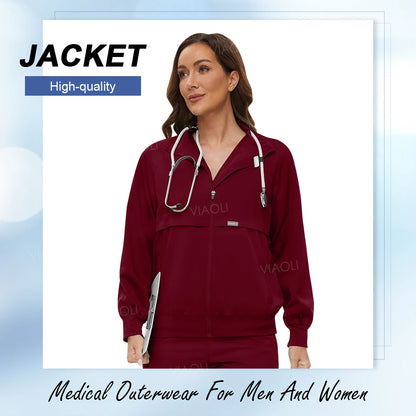 Medical Nursing Hospital Uniform Jacket Scrubs Uniforms Men Top Scrub Women Doctor Nurse Work Clothes Veterinary Pet Clinic Coat
