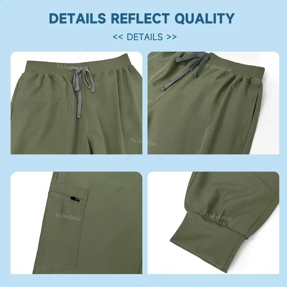 Brown Scrubs Set Wholesale Operating Room Uniforms Medical Scrubs Set Hospital Workwear Dental Beautician Top Pants Surgery Suit