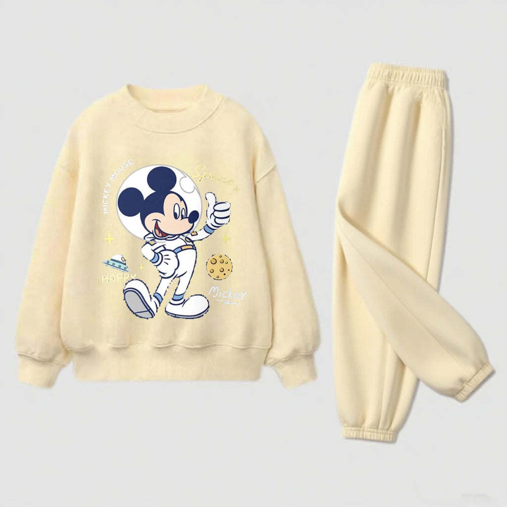 Autumn Costume For Child Yellow Sweatshirt+Pans Two-piece Round Neck Tops Loose Sports Clothes Simple Girls Boys Baby Outfits