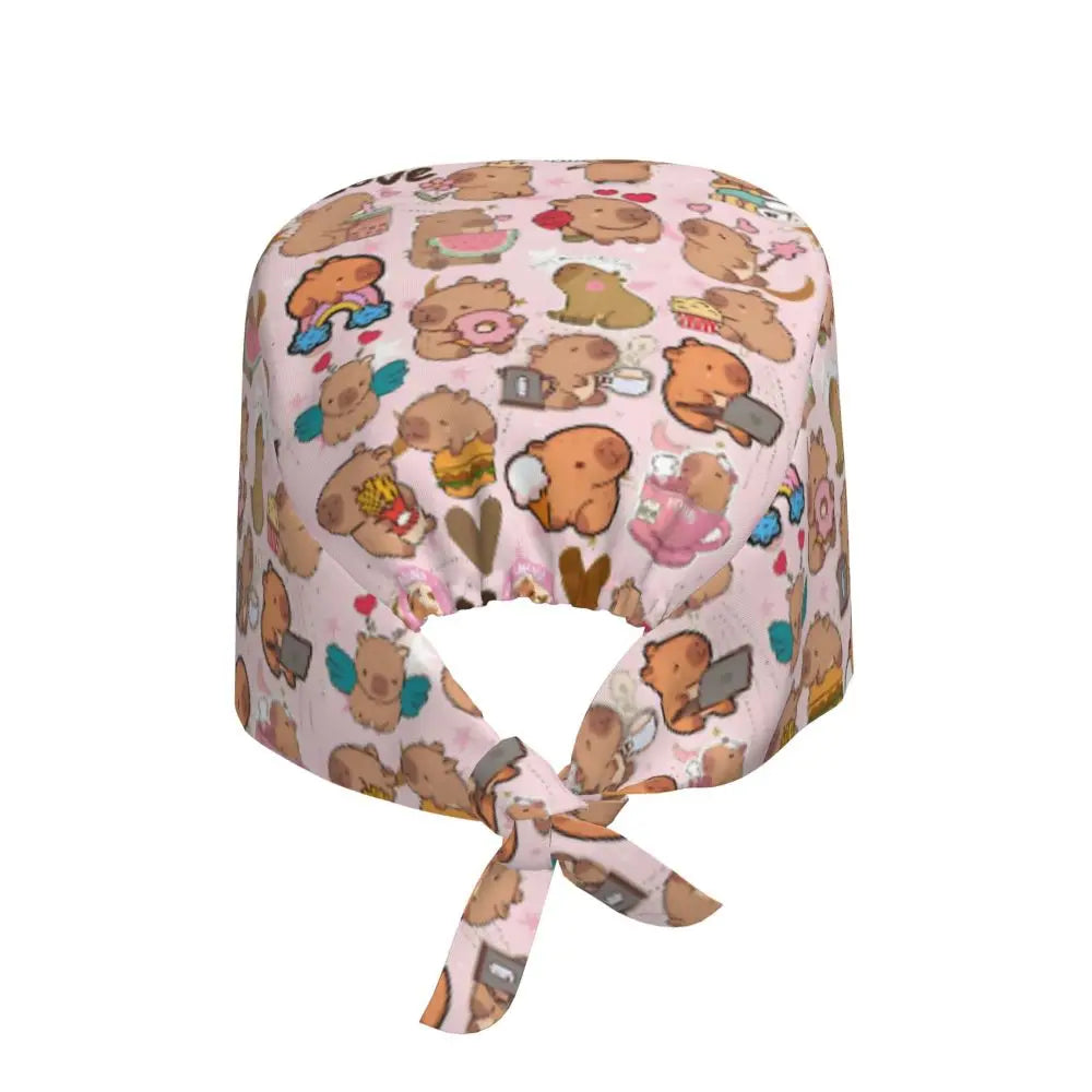 Custom Cartoon Capybara Medical Staff Scrubs Hat Women Men Comic Doctor Nursing Surgical Cap Scrub Caps
