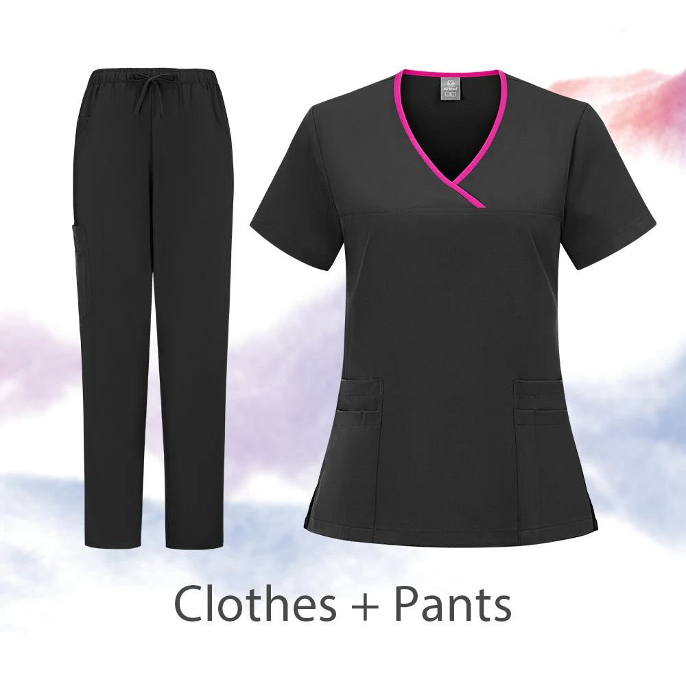 Nurse Scrubs New Fashion Medical Scrub Soft Breathable Jogger Pants Set Surgical Uniforms Woman Nursing Clinical Doctor Workwear