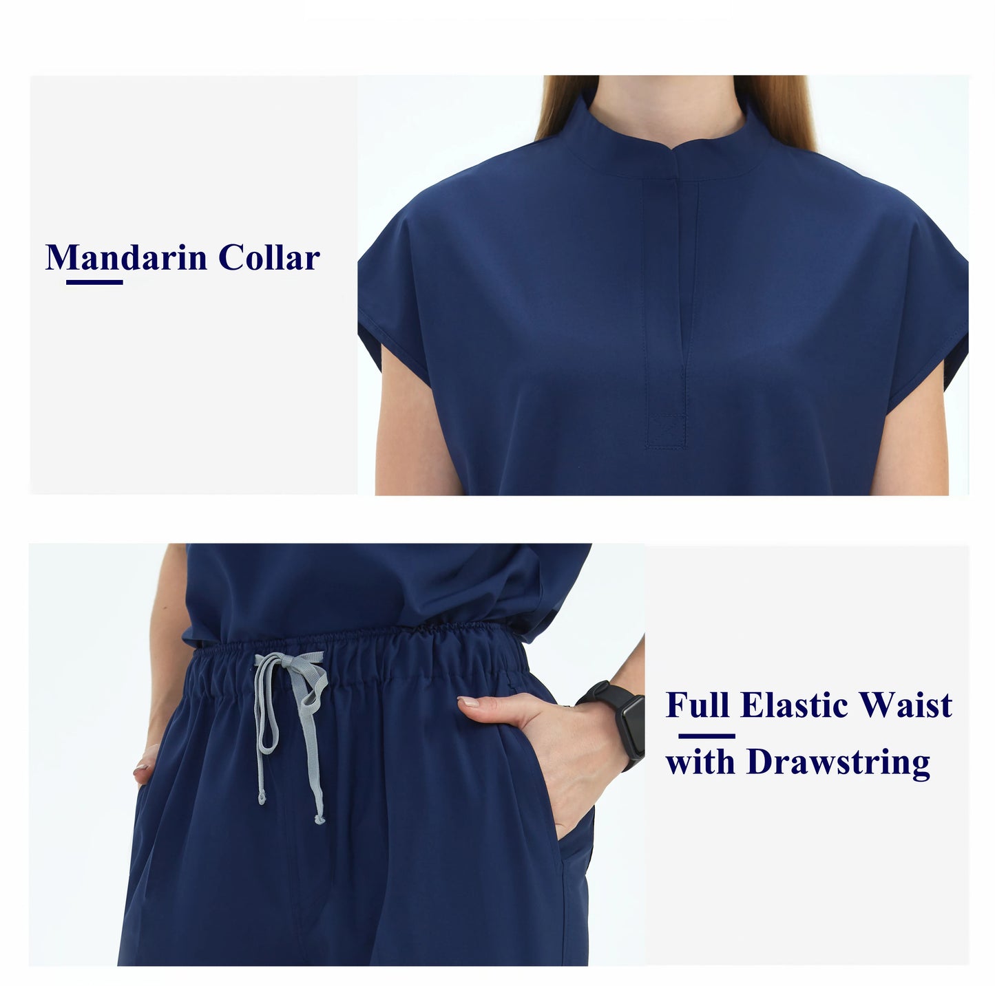 Premium Women's Scrub Sets Mandarin Collar Nurse Uniform Doctor Clothes Tunic Jogger Pant Surgical Scrubs Outfit 10 Pockets S180