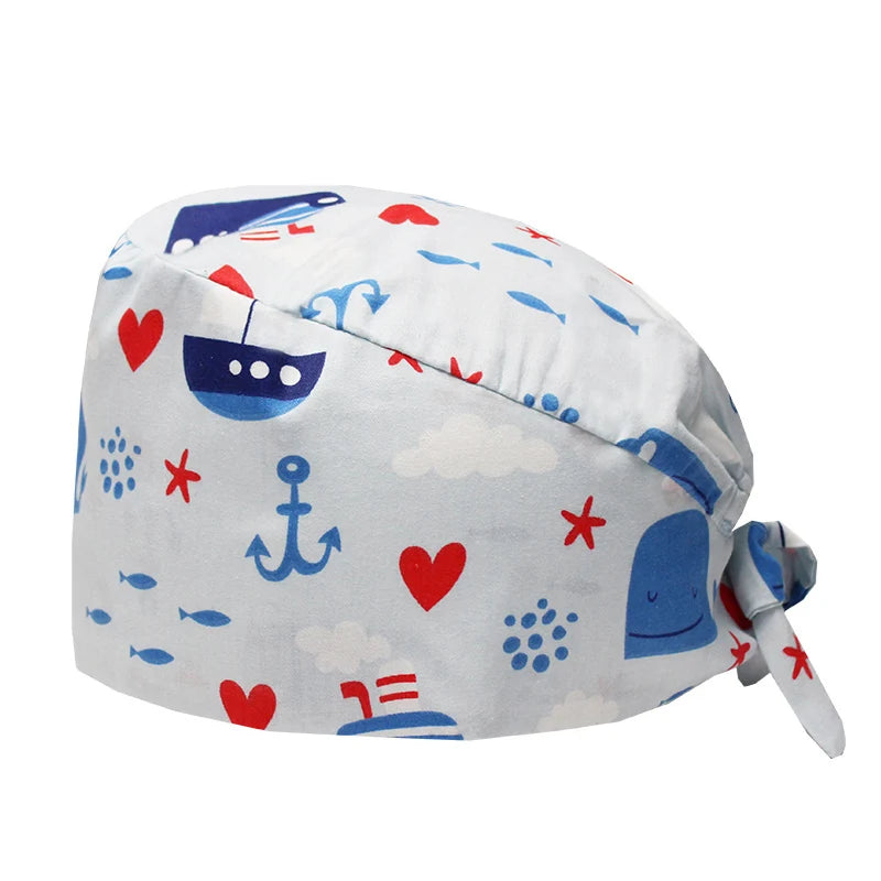 LONG HAIR Scrub Caps Surgical Medical Hats Cotton Nursing Caps Breathable Bouffant Healthcare Chef Pediatric Veterinary Hats M81