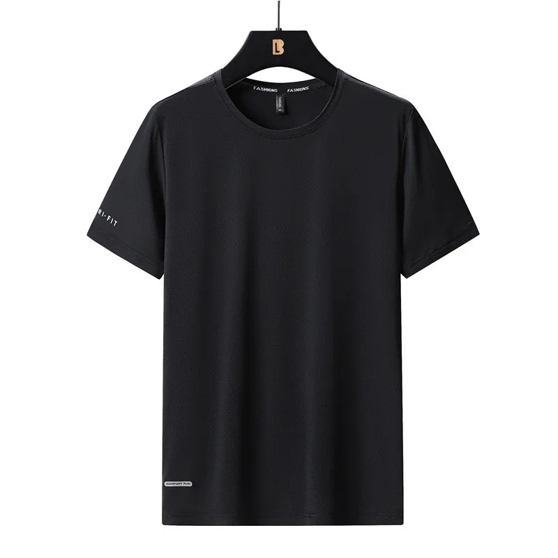 High-Quality Ice Silk T-Shirts Men Plus Size 8XL Male Tshirt Man Tee Shirt Breathable Wearing Tee Tops Running Fast Shipping