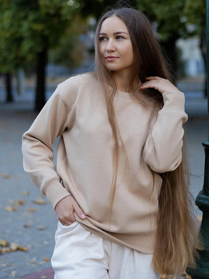 Winter Fleece Sweatshirts For Women Oversized Top Warm Pullovers Black Loose O Neck White Thick Velvet Sweatshirt Women Warm