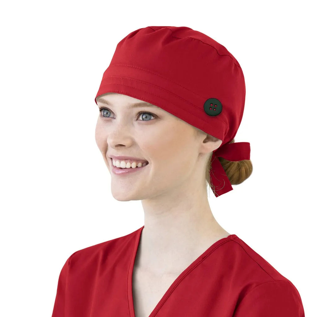 Solid Color Scrubs Caps With Button Pet Grooming Agency Work Scrubs Beauty Work Hats Lab Nursing Scrubs Cap Gorro Enfermera