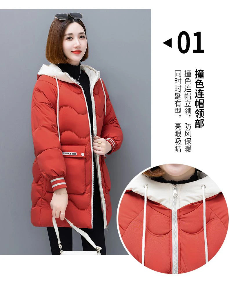 Long Winter Jacket Women Down Cotton Coats New Cotton Padded Puffer Parka Coat Women Hooded Outwear Thicken Warm Jacket 4XL