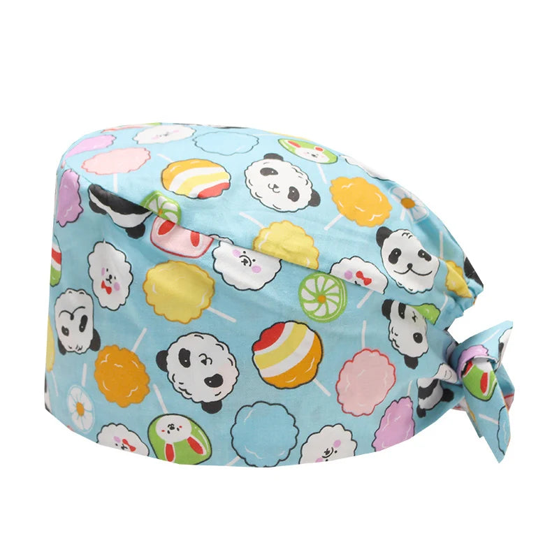 LONG HAIR Scrub Caps Surgical Medical Hats Cotton Nursing Caps Breathable Bouffant Healthcare Chef Pediatric Veterinary Hats M81