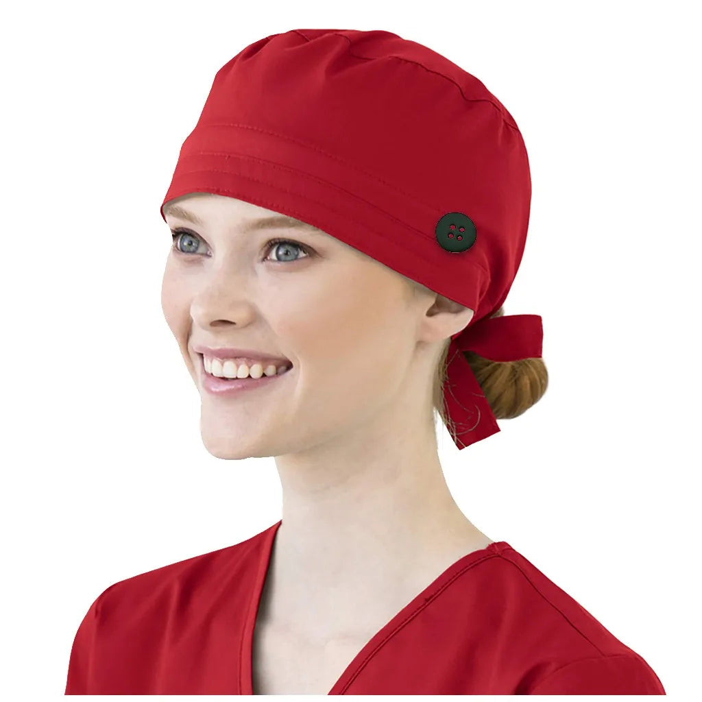 Solid Color Scrubs Caps With Button Pet Grooming Agency Work Scrubs Beauty Work Hats Lab Nursing Scrubs Cap Gorro Enfermera