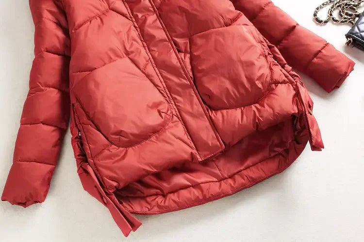 Winter Warm Coat Women's Fashion New Solid Color Hood Filled Down Cotton Coat Women's Clothing Winter Jacket Women
