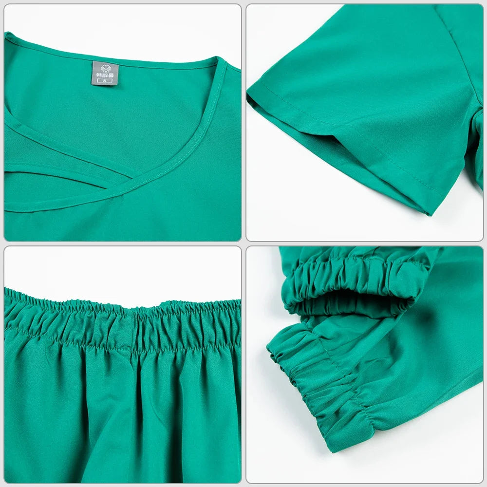 Beauty Workwear Women Medical Nurses Uniform Surgical Scrubs Set Spa Top Pants Clinic Carer Clothes Nursing Uniforms Jogger Suit